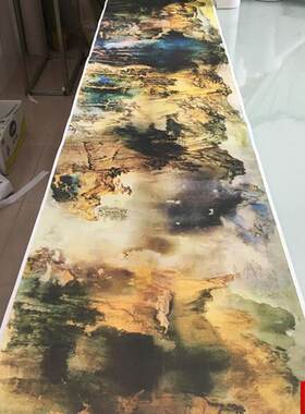 大千庐山图国画复制品 酒店中堂中式装饰画Q 手卷装裱国画复制 带