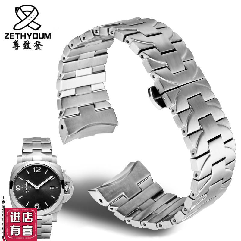 弧形实芯精钢表带代用沛纳海庐米诺系列PAM01316PAM01438.男24mm