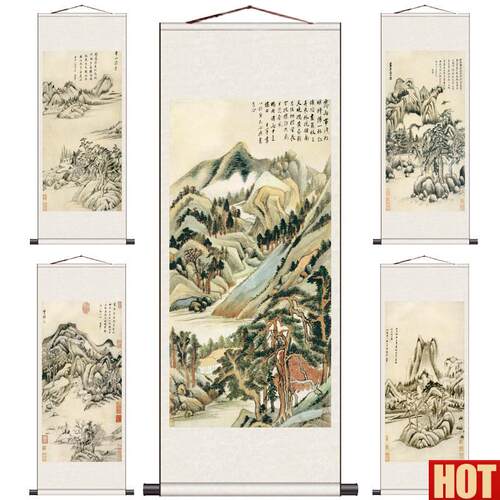 代山水画名家字画董其昌国画条幅靠山卷轴画送客户礼u品仿古山水
