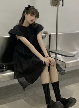 2021春夏新款黑色loita蕾丝中筒袜子女日系白色丝袜仙女款堆堆袜