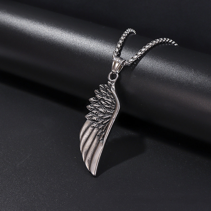 钛钢天使项链男士简约羽毛翅膀吊坠兄弟复古朋克潮男饰品翅膀项链在类目 饰品/流行首饰/时尚饰品新, 项链中 - 来自Buy2taobao.com提供专业的淘宝代购服务