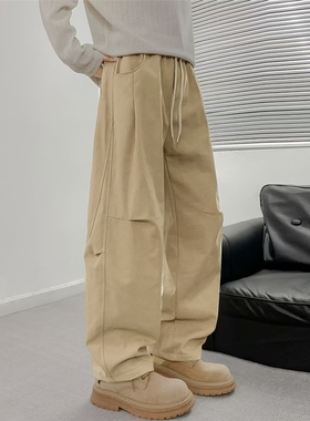 libetter25AW冬季重磅加绒加厚卫裤男女潮牌宽松直筒休闲长裤