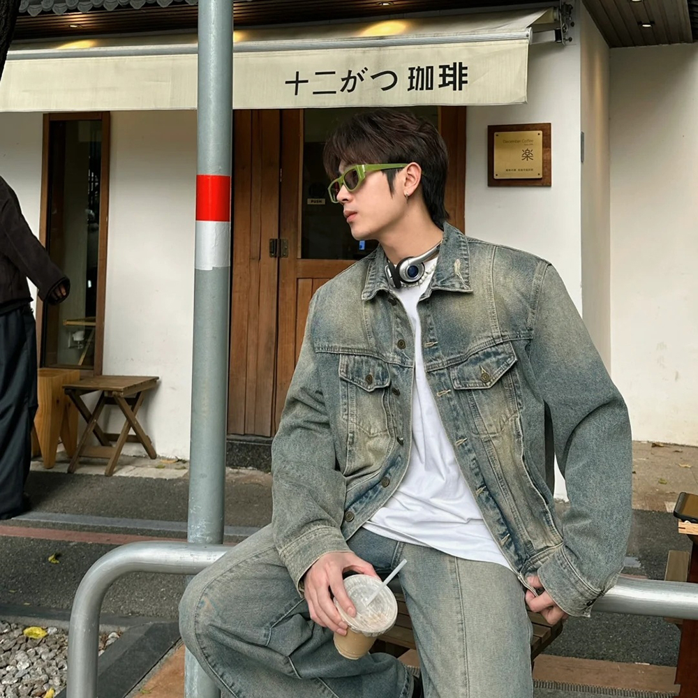 libetter25AW新款休闲宽松水洗牛仔衣帅气潮流牛仔夹克外套