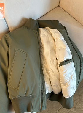 libetter25AW新款90白鸭绒飞行夹克冬季短款休闲美式羽绒服外套男