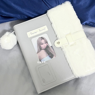 韩系ins毛绒皮质拼接卡册A5四宫格活页追星3寸拍立得小卡收纳相册