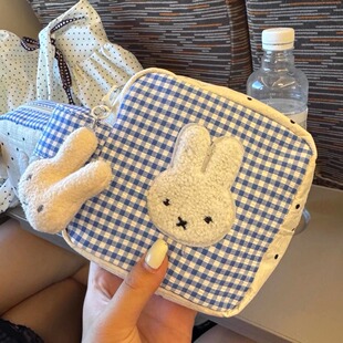 日系可爱米菲兔化妆包高颜值大容量卫生巾耳机洗漱品拍立得收纳包