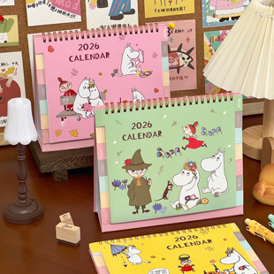 2026年新款姆明家族台历桌面装饰摆件卡通翻页香港日历打卡计划表