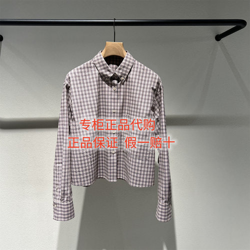2Q2214440纯棉格纹长袖衬衫女