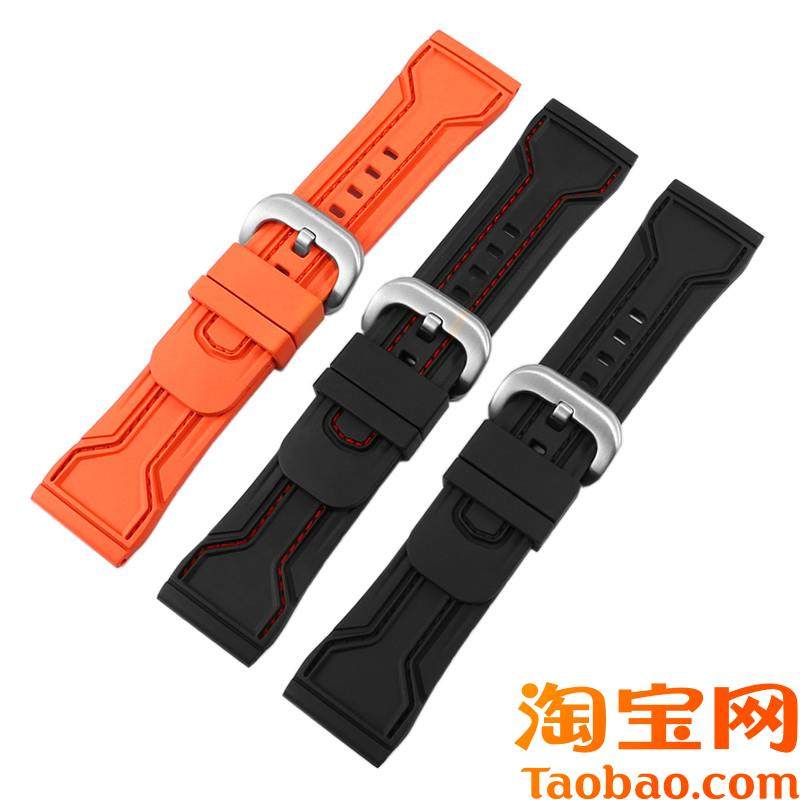 橡胶手表带男适配七个星期五M2/P3/S2/P1防水硅胶手表X带配件28mm