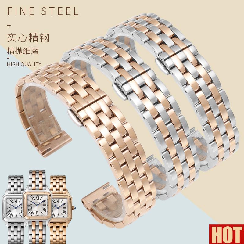 格适配卡k地亚杜蒙手表带钢带 山度士DUMONT金属手表带女15/17mm