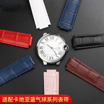 适配卡地亚蓝气球表带柔软真皮带男女手表配件大中P小号161820mm