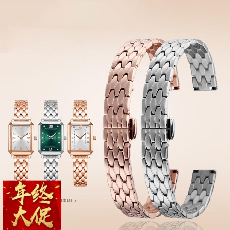 适配原厂玫瑰金女腕表链适配卡西欧CK手表带不锈钢方形表配件1012