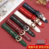 适用卡地亚钥f匙WSCL0016坦克伦敦真皮手表带亮面牛皮女蝴蝶扣表