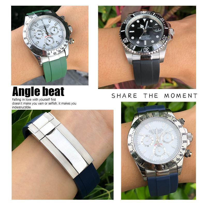 硅橡胶表带适用劳j力士潜航者黑绿蓝水鬼迪通拿GMT绿玻璃游艇名仕