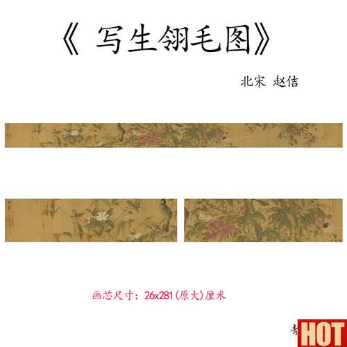 品北宋 赵佶 写生翎毛图卷荔枝工笔花鸟画j高清微喷复制临摹范本