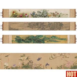 仇英浔阳送别国画长卷卷轴挂画茶楼装饰c画丝绸明唐寅秋山高士图