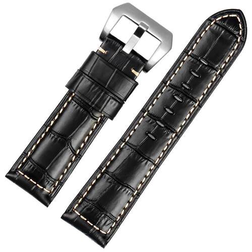鳄纹真皮手表带适配沛纳海PAM111441438男士牛皮腕带V222426mm
