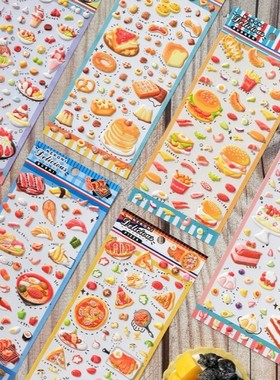 Nekoni创意可爱泡棉立体贴手机装饰拼贴玩具美食汉堡贴画手账贴纸