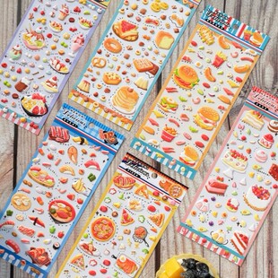 Nekoni创意可爱泡棉立体贴手机装 饰拼贴玩具美食汉堡贴画手账贴纸