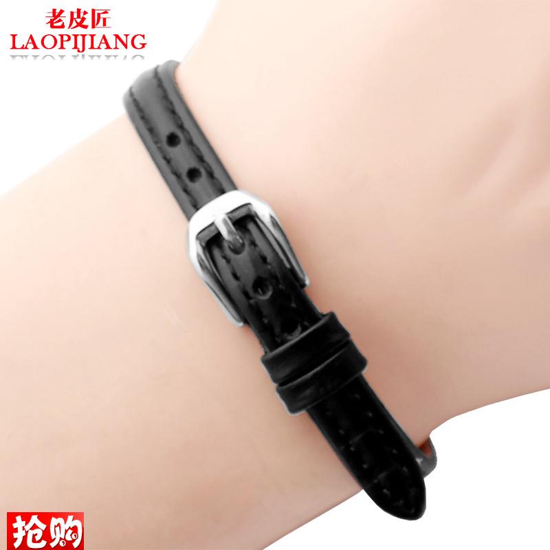 原厂代用双凸口真皮表带天梭T058牛皮表带女10mm针扣凹凸