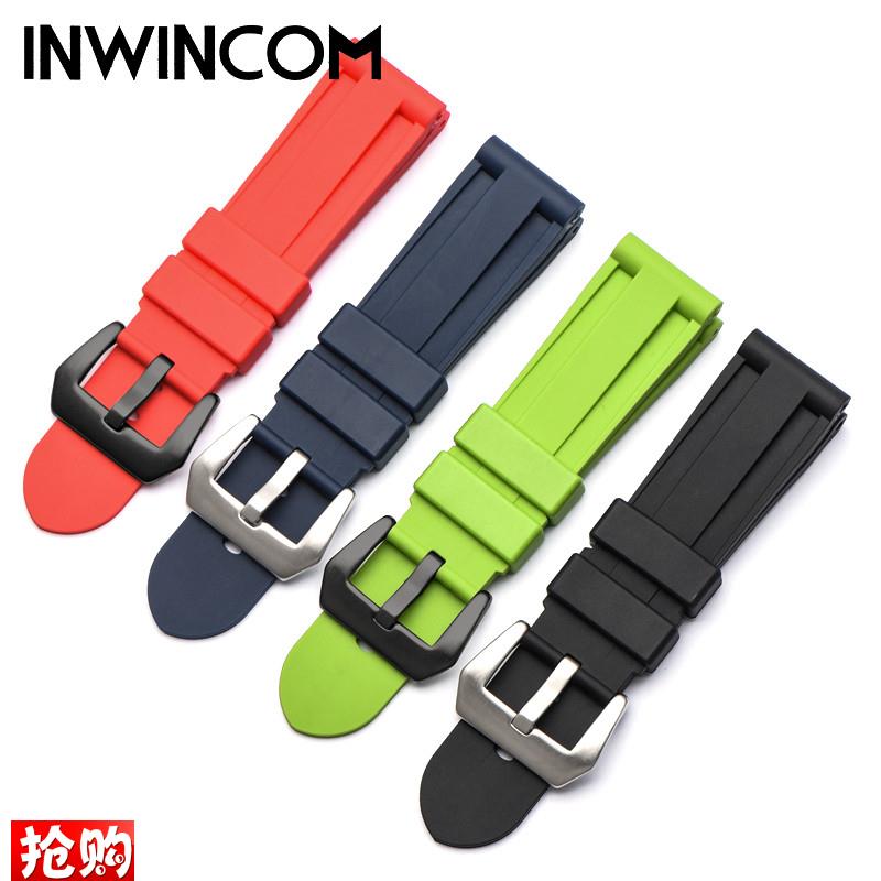 原厂代用橡胶带手表带男沛纳海panerai通用针扣防水运动硅胶表带