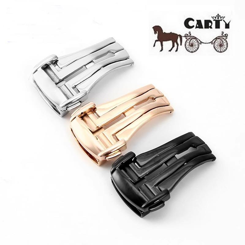 原厂代用欧米茄表扣蝶飞海马超霸双按蝴蝶扣真皮表带配件精钢折叠