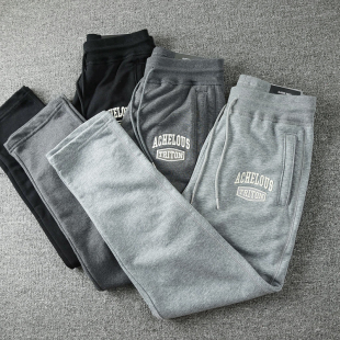 休闲春秋款 运动裤 牛肚毛圈卫裤 男士 男字母刺绣宽松直筒休闲裤 美式