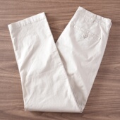 男款 8534春秋季 男日常通勤简约直筒裤 纯棉透气杏色白色休闲裤 新款