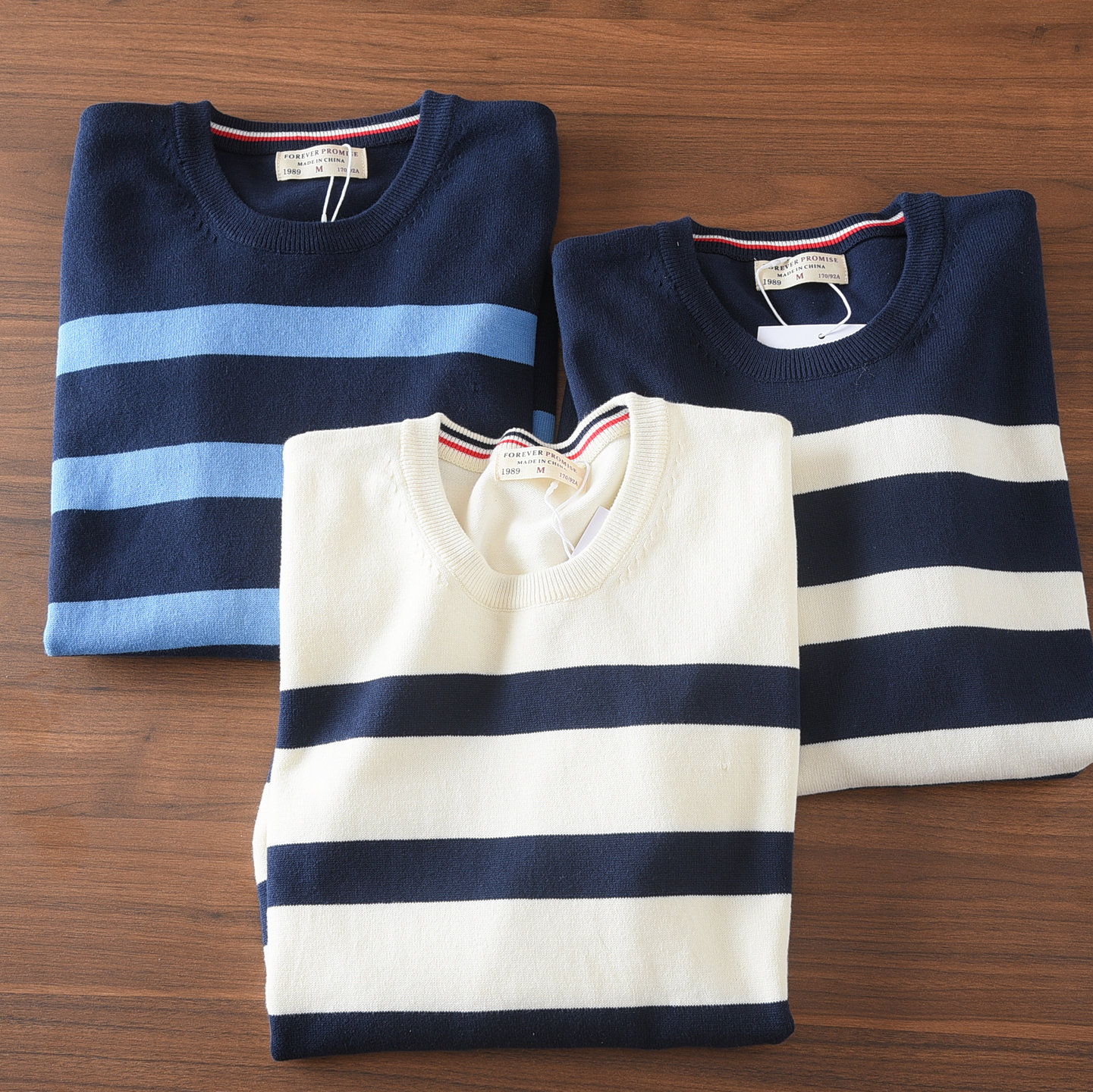 欧美简约复古条纹圆领针织衫男秋冬款纯棉毛衣男士上衣内衣内搭,男装,针织衫/毛衣,淘宝优惠券,粉丝福利购,淘宝优惠卷