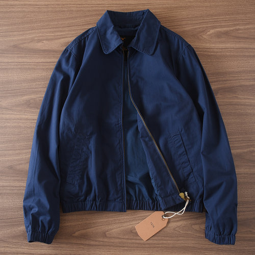 523#秋冬厚款纯棉复古翻领外套男工装夹克宝蓝色宽松休闲简约上衣