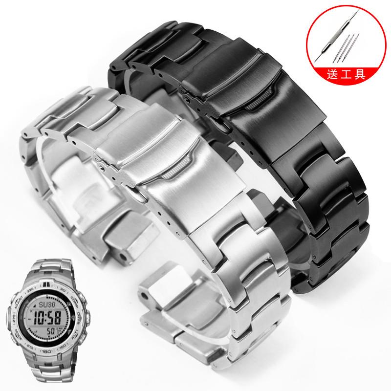精钢手表带适用卡西欧PROTREK0登山系列PRW-3000/31Q00/6000/6100