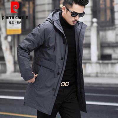 皮尔卡丹高档男士中长款轻薄羽绒服中年男商务冬装防风衣大气外套
