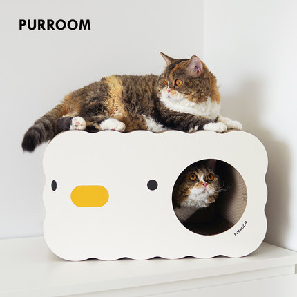 PURROOM原创鸡蛋糕猫抓板窝猫玩具猫窝宠物多功能磨爪纸箱瓦楞纸