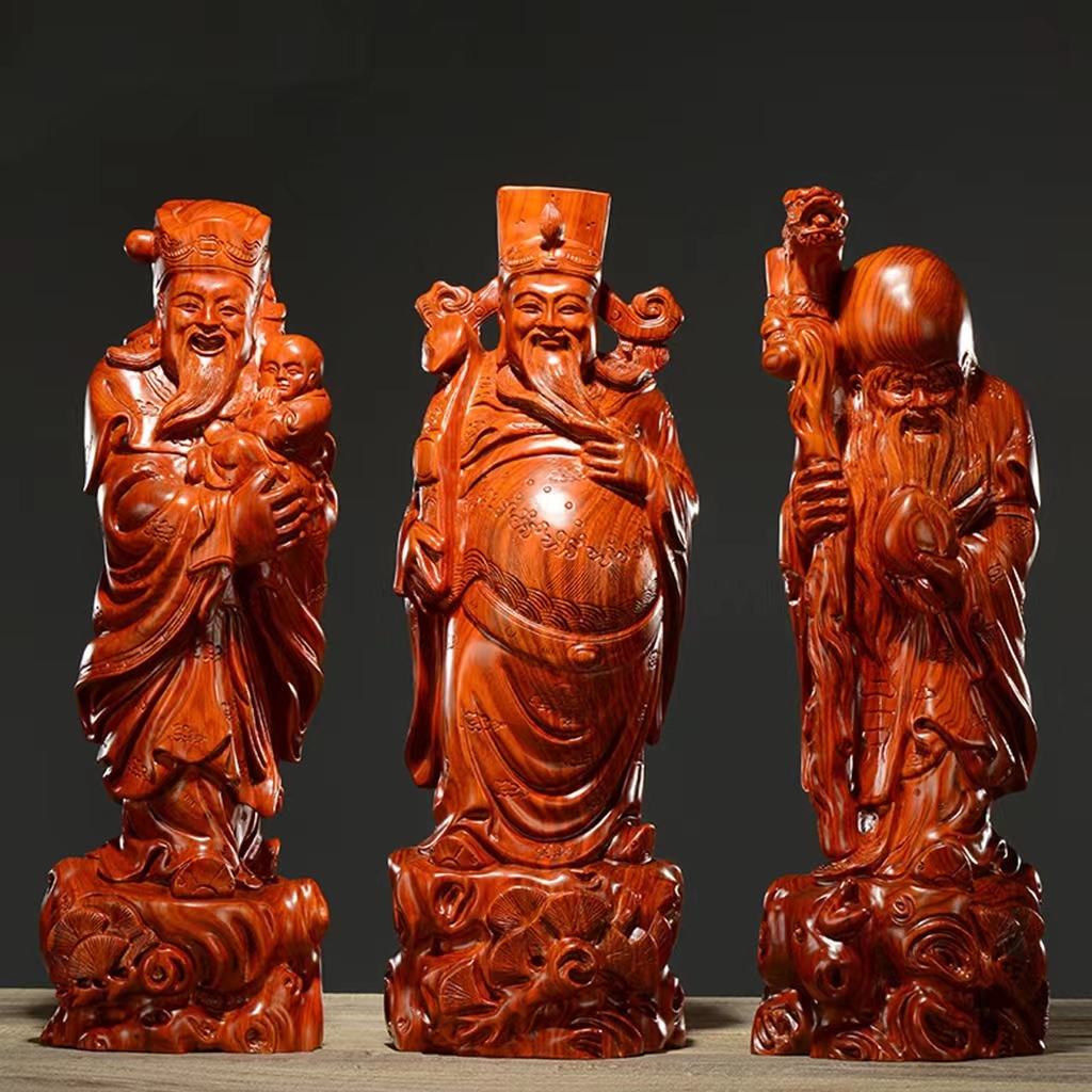 福禄寿三星送老人家居饰品木雕