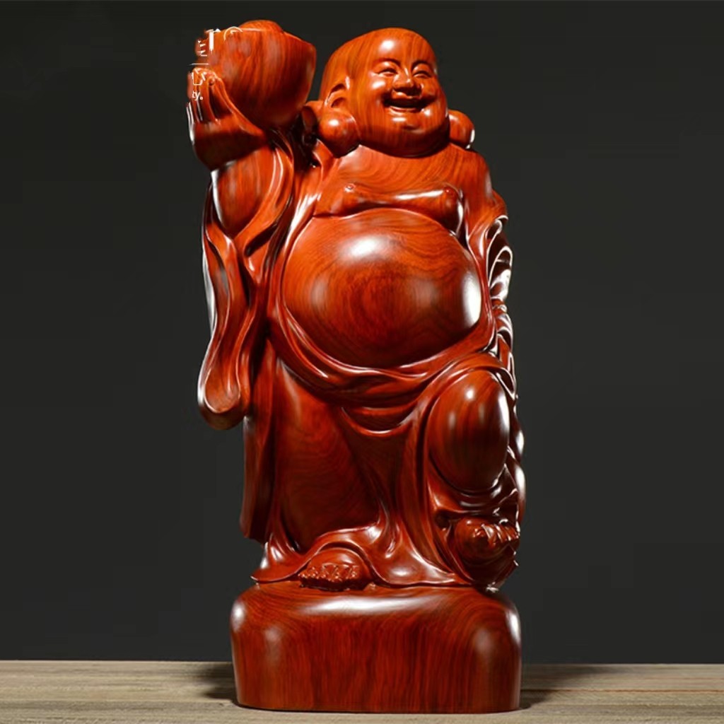 PRAYING STATUE 11寸 木色弥勒佛