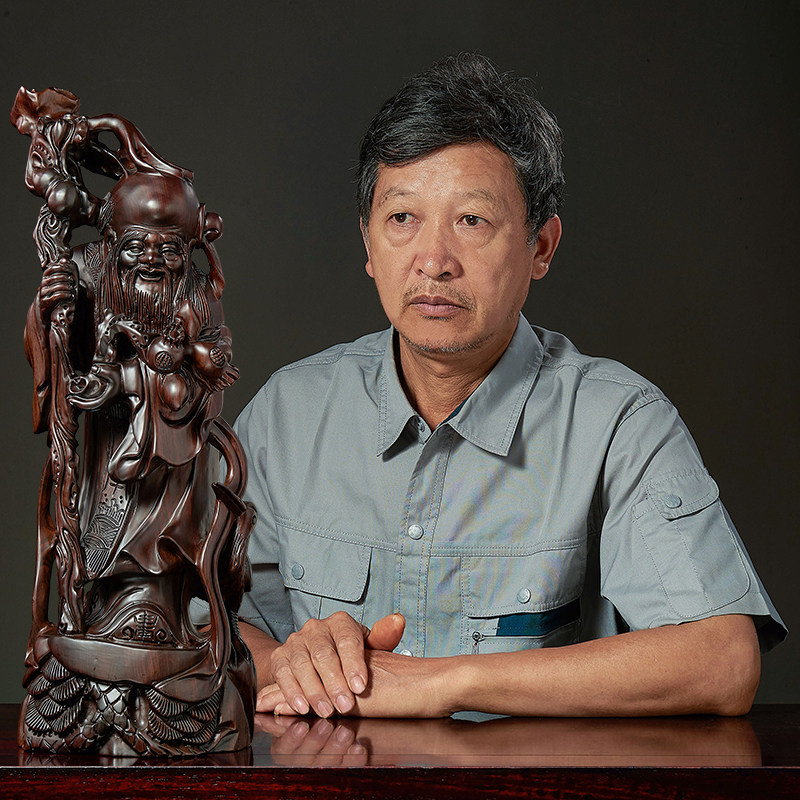 黑檀木雕寿星摆件中式家居玄关装饰品 手工木雕工艺品祝寿送礼
