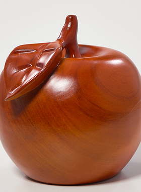 黄花梨木雕苹果摆件红p木家居客厅玄关隔断酒柜吉祥物平安果工艺