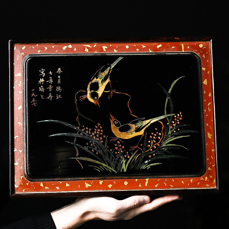 老挝大红酸枝镶嵌老花板收纳盒首饰盒榫卯结构制文玩木雕收藏送礼