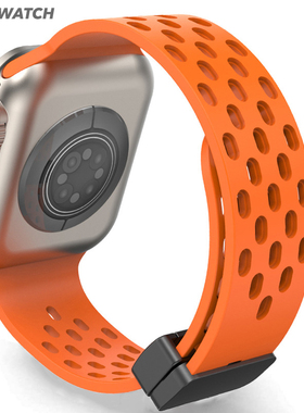 适用appleiwatch9手表带苹果8硅胶磁吸透气高级感运动765se/ultra