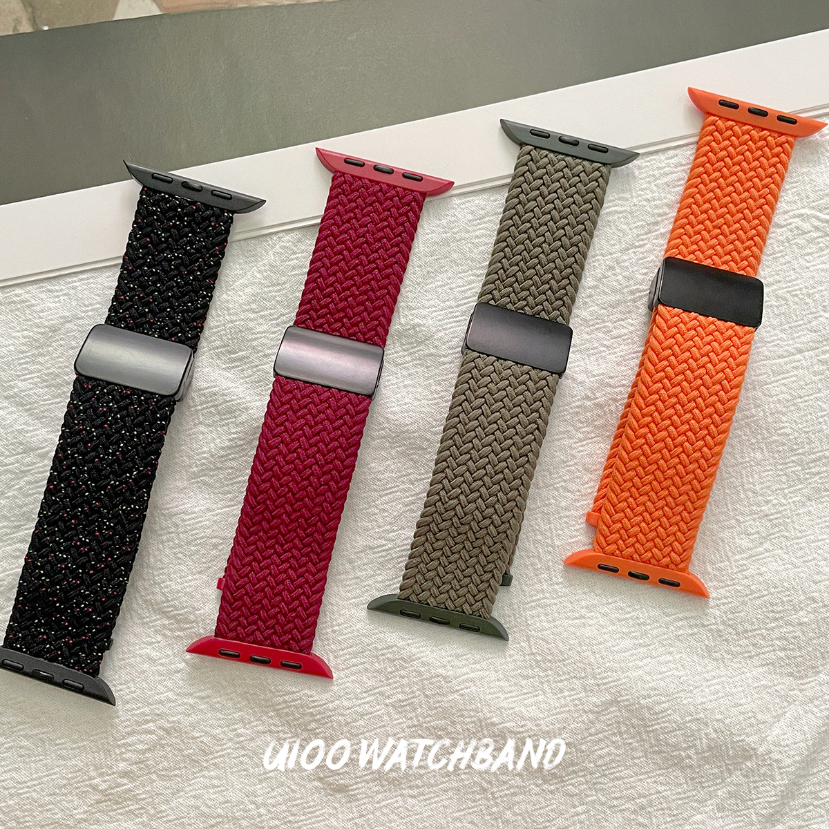 适用applewatchs10表带尼龙编织折叠磁扣苹果手表iwatch9/8/7表带