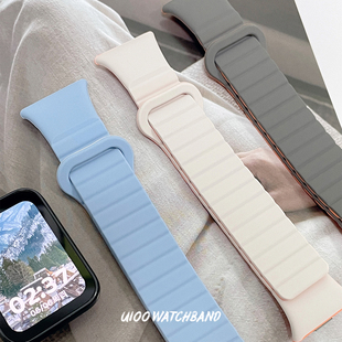 UIOO适用小米手环8 9Pro表带液态硅胶磁吸回环运动红米watch6表带