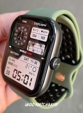 UIOO适用红米watch6/5双色洞洞硅胶运动透气小米手环9pro表带男女