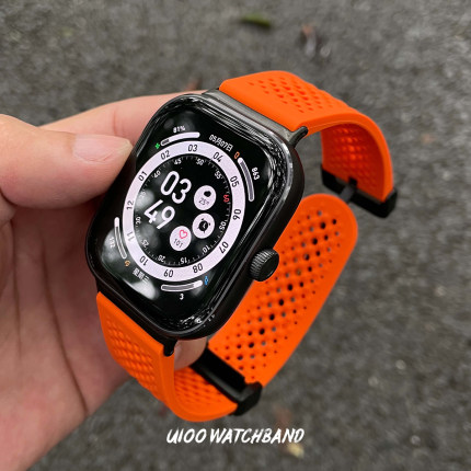 适用红米watch5/4表带硅胶透气孔折叠扣小米手环9pro表带运动男女