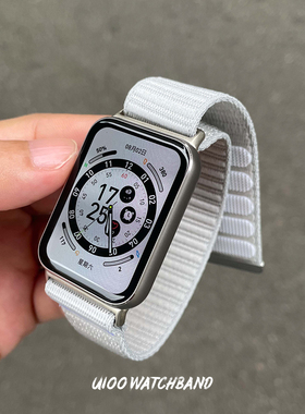 适用小米手环9pro表带原野山地纹编织魔术贴透气小米手环8pro表带