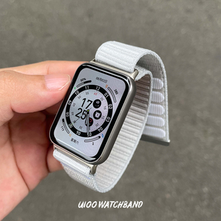 适用小米手环9pro表带原野山地纹编织魔术贴透气小米手环8pro表带