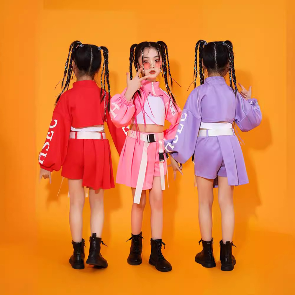 女童嘻哈街舞潮服少儿酷帅爵士舞衣服女孩时髦模特舞台走秀演出服