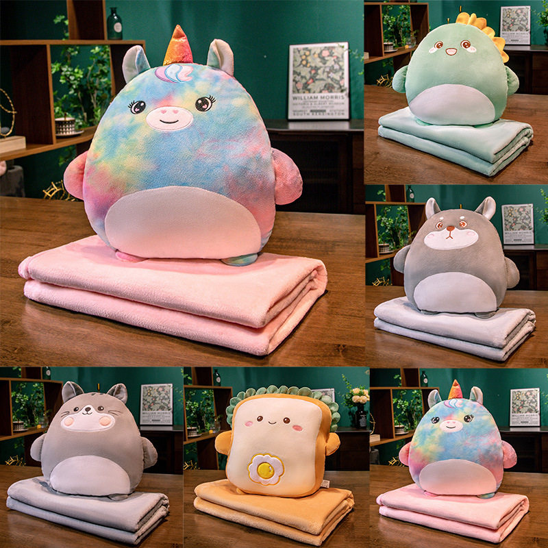 卡通抱枕被子两用二合一抱枕毯办公室护腰靠枕腰枕汽车抱枕加logo