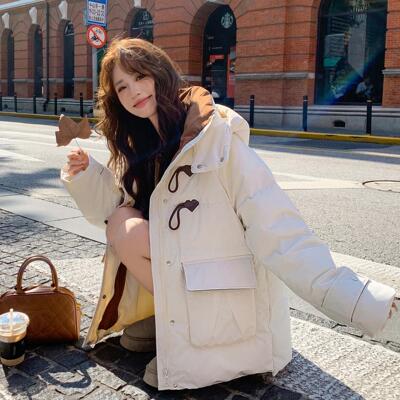 2024新款胖mm300斤加肥加大码复古牛角扣中长款孕妇羽绒服女2409