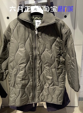 Adidas三叶草女子冬季棉服外套中长款防风保暖棉衣夹克 IW5863