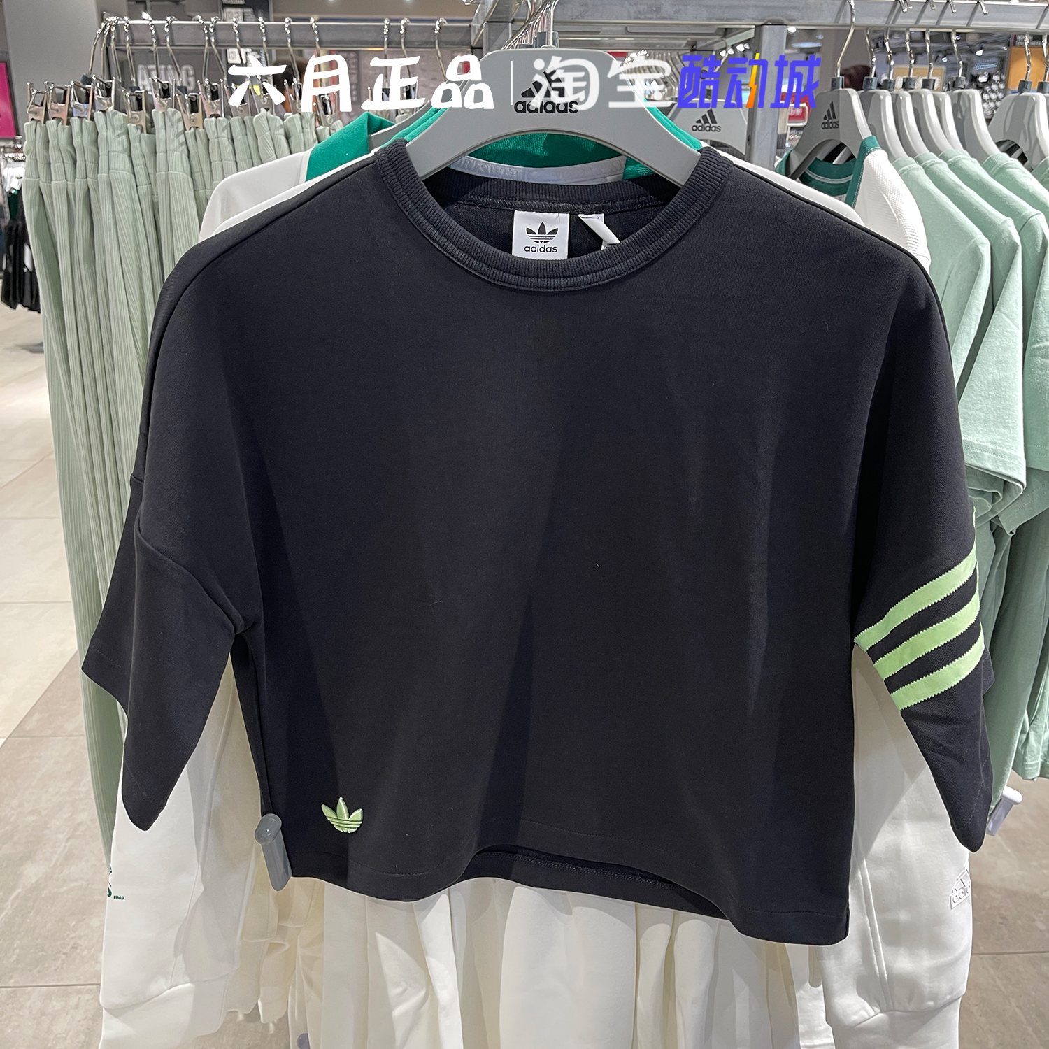 阿迪达斯女子短款棉质半袖T恤